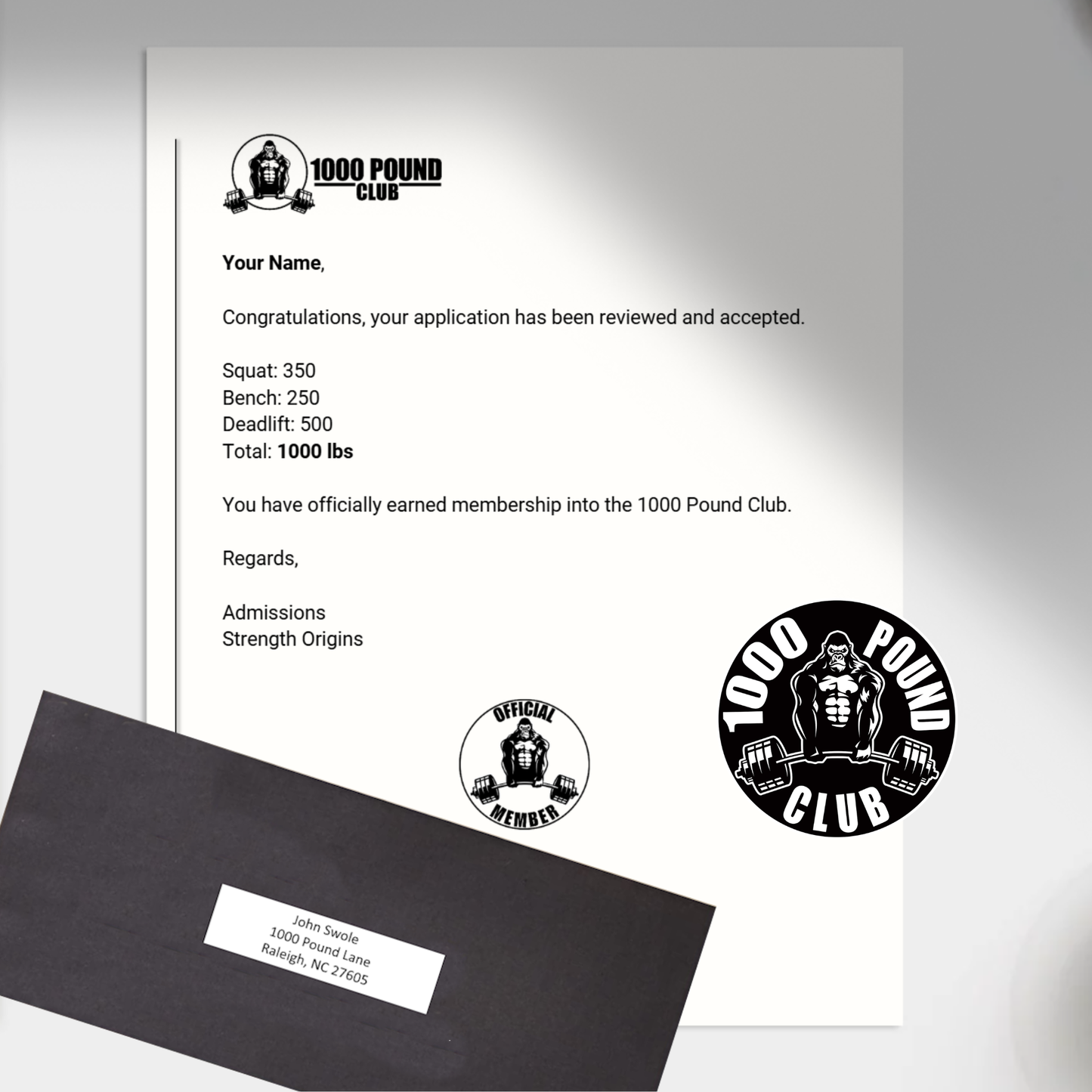 Acceptance Letter & Decal